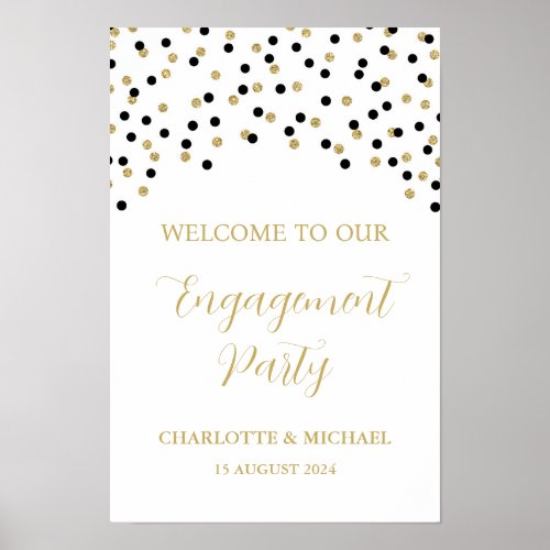 Black Gold Engagement Party Custom 12x18 Poster