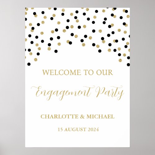 Black Gold Engagement Party Custom 18x24 Poster