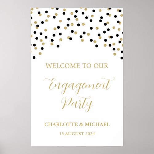 Black Gold Engagement Party Custom 20x30 Poster
