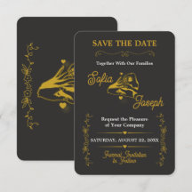 Black Gold Engagement Save the Date Editable