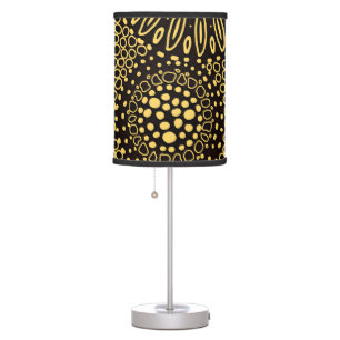 Black Gold Ethnic Floral Decorative Table Lamp
