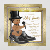 Black Gold Ethnic Little Man Baby Shower Invitation (Front/Back)