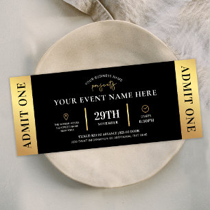 Black & Gold Event Business Logo Admit One Raffle Tickets