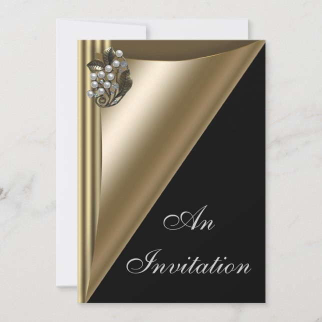 Black & Gold Event Party Invitation Template (Front)