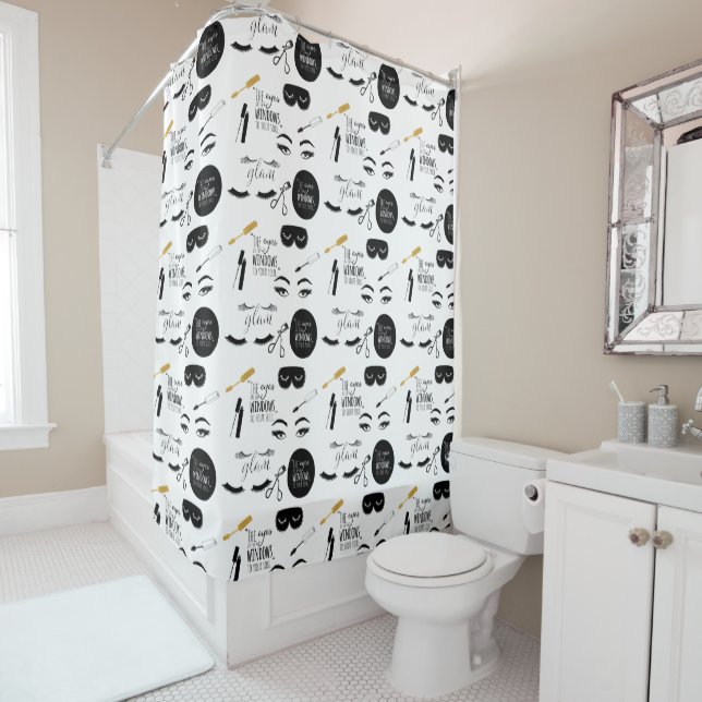 Black Gold Eyelashes Glam Shower Curtain (In Situ)