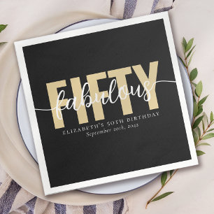 Black Gold Fabulous Fifty Birthday Party Napkins