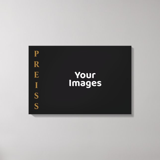 Black/Gold Family Name Photo Display Canvas Print (Front)