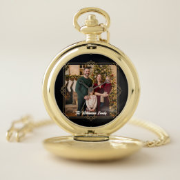 Black Gold Family Photo Personalized Pocket Watch