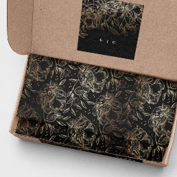 Black Gold Faux Elegant Florals Wedding Gift Tissue Paper