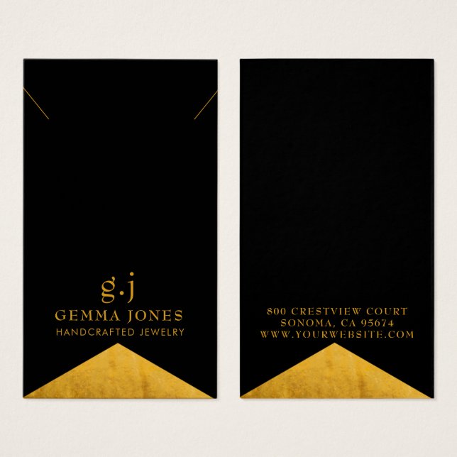 Black Gold Faux Foil Edge Necklace Jewelry  (Front & Back)