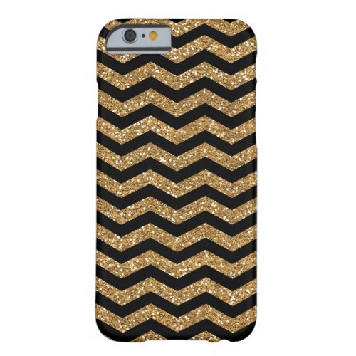 Black Gold Faux Glitter Chevron Barely There iPhone 6 Case