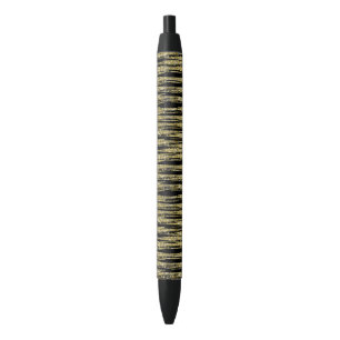 Black Gold Faux Glitter Stripes Pen
