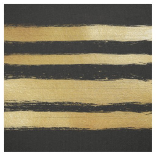 Black gold faux leaf modern brushstrokes stripes fabric
