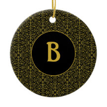 Black & Gold Filigree Monogram Personalized