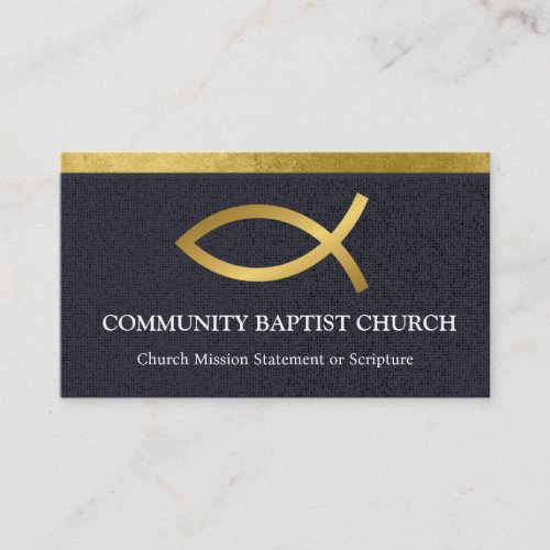 Black Gold Fish Elegant Church Business Cards