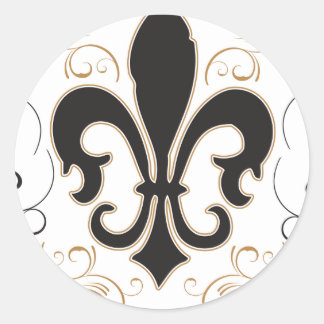 black_gold Fleur Classic Round Sticker