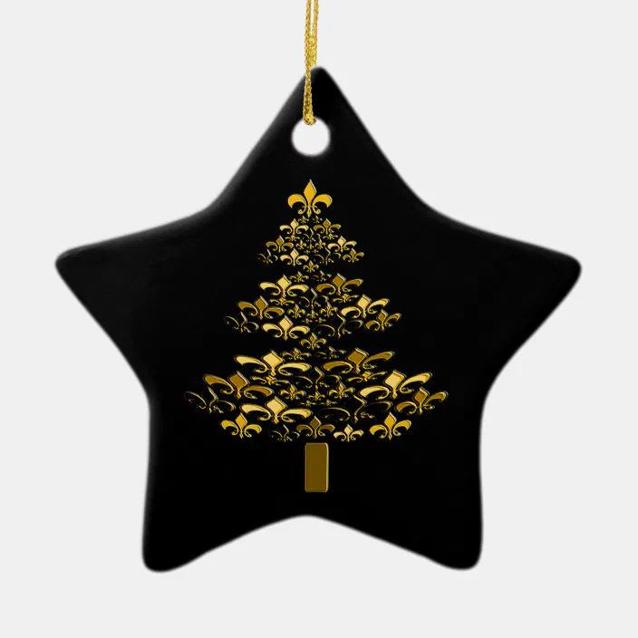 New Orleans Black and Gold Saints gift Christmas Ornament Fleur de Lis w Pouch 