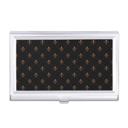 Black Gold Fleur De Lis Elegant Luxury Pattern Business Card Case