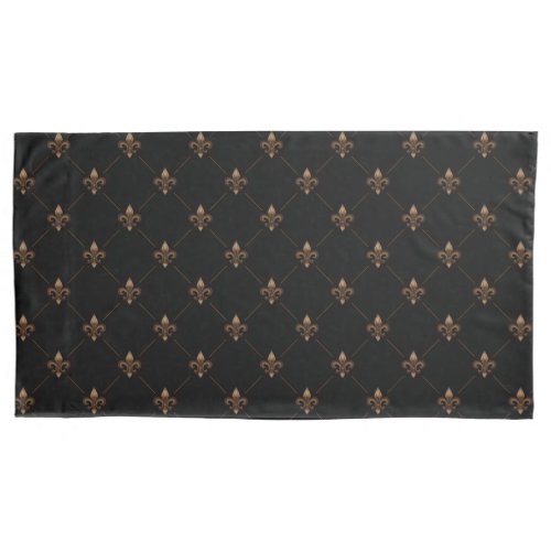 Black Gold Fleur De Lis Elegant Luxury Pattern Pillow Case