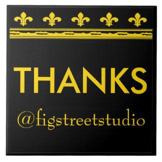 Black & Gold Fleur De Lis Letters & Numbers Ceramic Tile