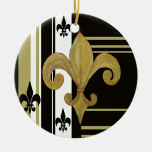 Black & Gold fleur de lis ornament