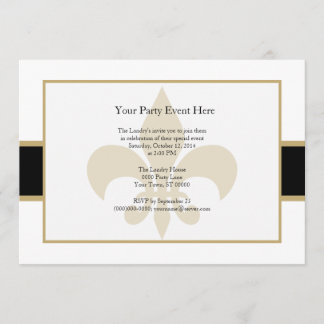 Black Gold Fleur de Lis Party Time Invitation