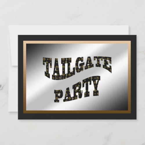Black Gold Fleur de Lis Tailgate Party Invitation
