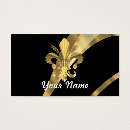 Black &amp; gold fleur de lys business cards