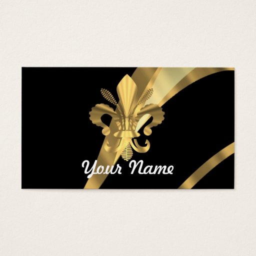 Customizable Black &amp; gold fleur de lys business cards