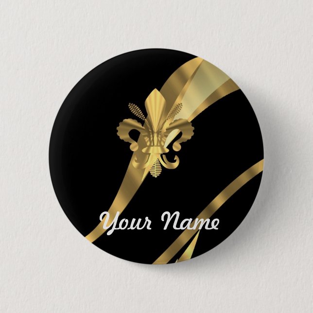 Black & gold fleur de lys button (Front)