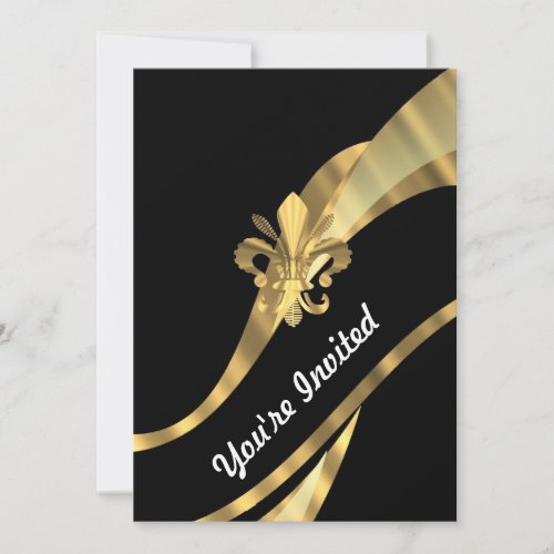 Black &amp; gold fleur de lys card
