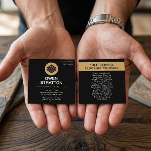 Black & Gold Flooring Installation Contractor Square Business Card