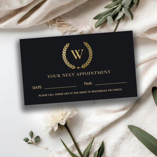 BLACK GOLD FLORA LAUREL WREATH INITIAL APPOINTMENT BUSINESS CARD
