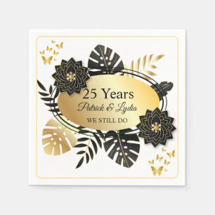 Black & Gold Floral 25th Anniversary - WE STILL DO Napkins