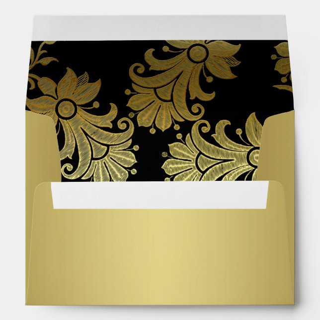 Black, Gold Floral A7 Envelope for 5x7 Size Cards (Back (Bottom))