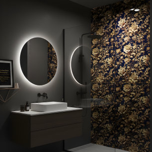 Black Gold Floral Baroque Bathroom Ceramic Tile