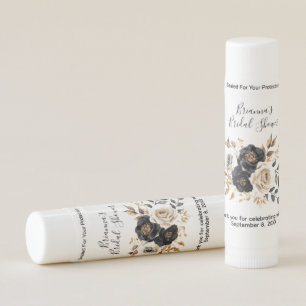 Black Gold Floral Bridal Shower Lip Balm Favors