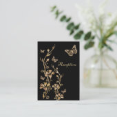 Black, Gold Floral Butterflies Enclosure Card (Standing Front)