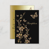 Black, Gold Floral Butterflies Enclosure Card (Front/Back)