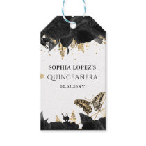Black Gold Floral Butterflies Quinceanera Gift Tags