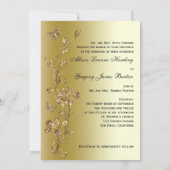 Black Gold Floral Butterflies Wedding Invitation (Back)
