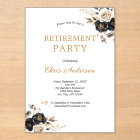 Black Gold Floral Elegant Modern Retirement Party