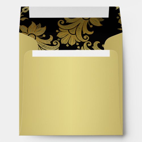 Black Gold Floral Envelope for Square Invitation