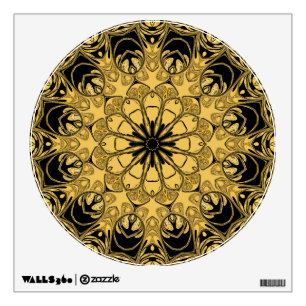 Black Gold Floral  Geometry Mandala Wall Decal