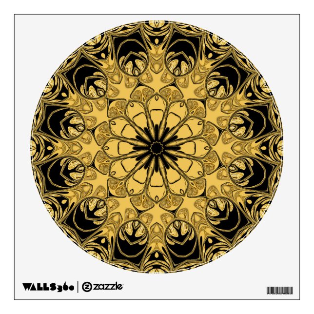 Black Gold Floral  Geometry Mandala Wall Decal (Front)