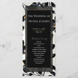 Black & Gold Floral Greige Wedding Program