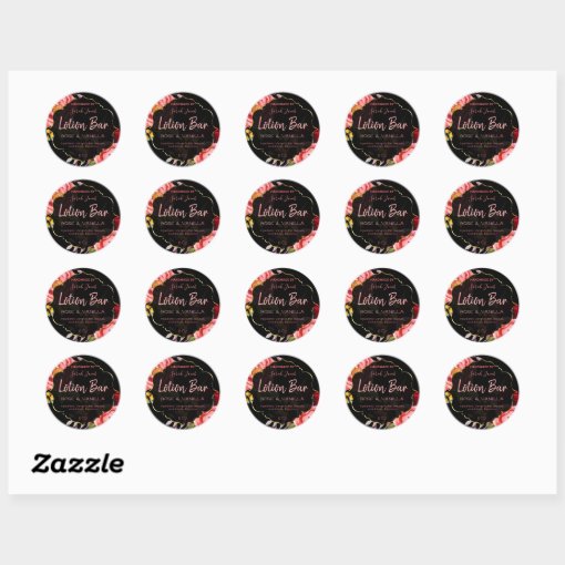 Black Gold Floral Lotion Bar Labels Zazzle