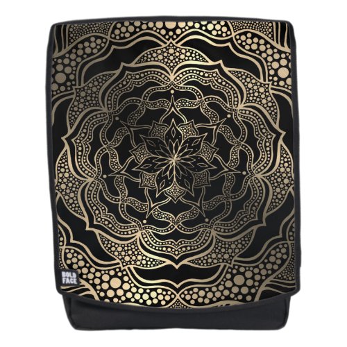 Black  Gold Floral Mandala Beautiful Stylish Yoga Backpack
