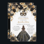 Black Gold Floral Masquerade Ball Quinceañera Invitation<br><div class="desc">Personalize this lovely quinceañera invitation with own wording easily and quickly,  simply press the customize it button to further re-arrange and format the style and placement of the text.  Matching items available in store!  (c) The Happy Cat Studio</div>