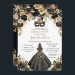 Black Gold Floral Masquerade Ball Quinceañera Invitation<br><div class="desc">Personalize this lovely quinceañera invitation with own wording easily and quickly,  simply press the customize it button to further re-arrange and format the style and placement of the text.  Matching items available in store!  (c) The Happy Cat Studio</div>